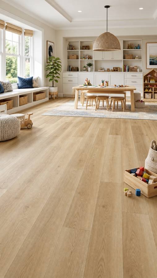 playroom with vinyl flooring