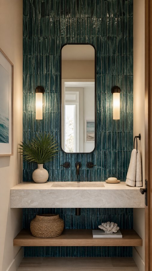 glass tile bathroom