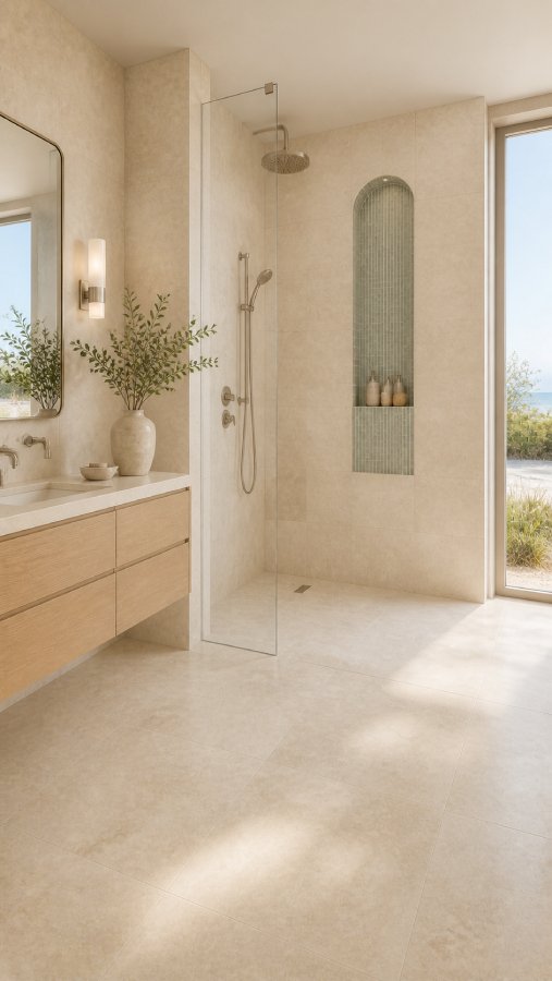 Bathroom flooring by Stellar Tile & Flooring in Nags Head, NC