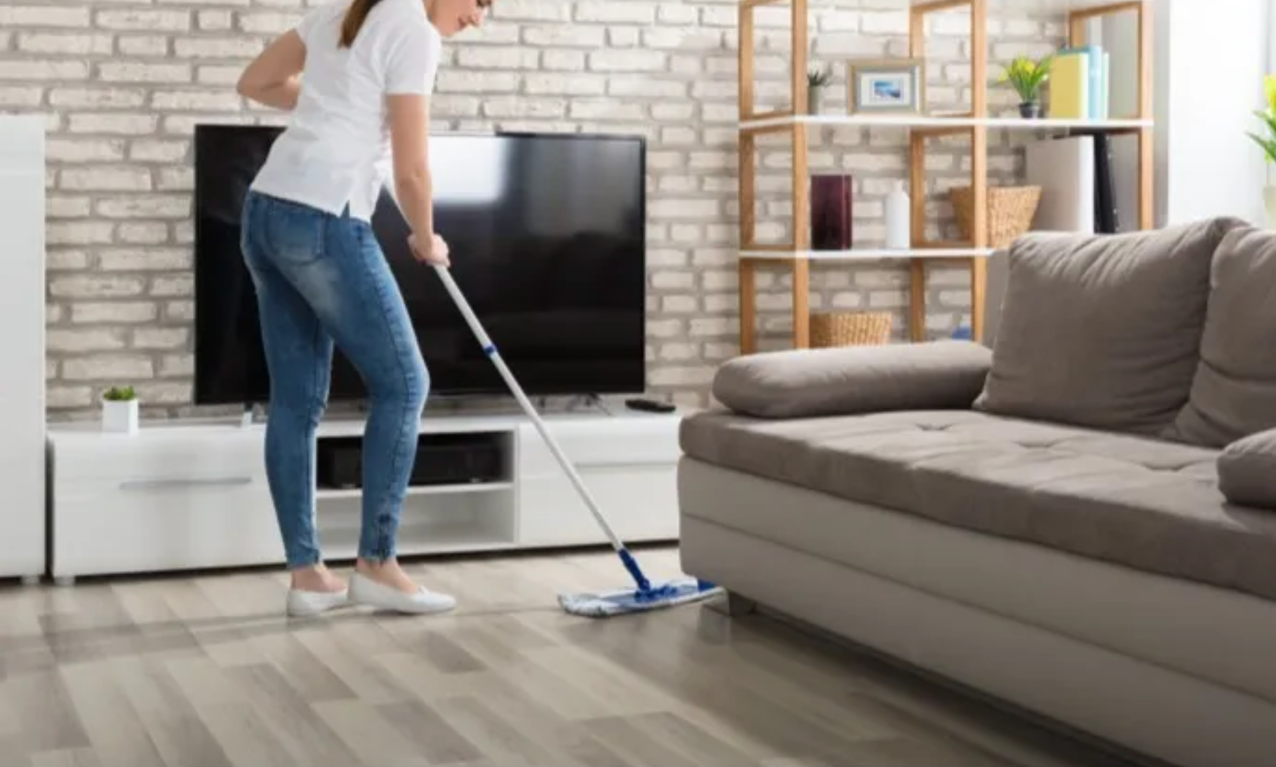 Mopping a hardwood floor